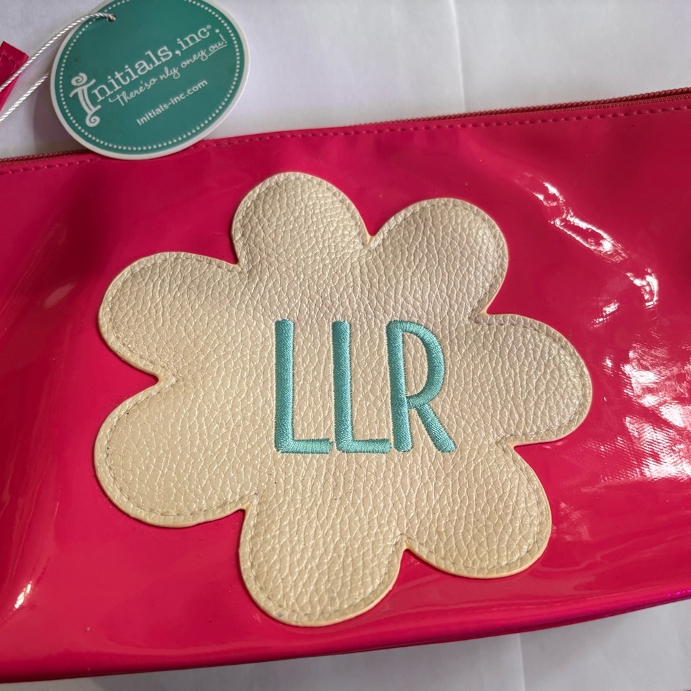 Initials, Inc Pop Art Pocket Flower Power Pink "LLR"  Monogram New